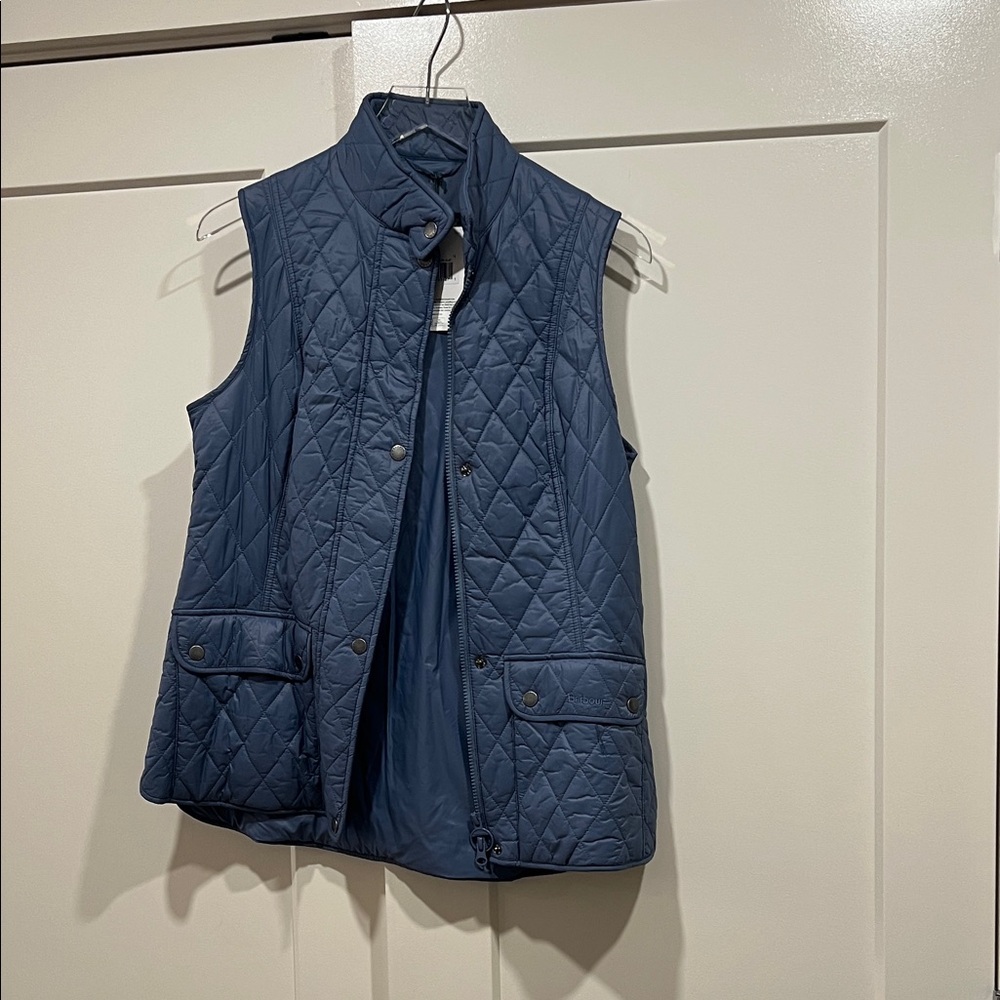 Barbour Quilted Blue Vest for Women NWT Size 8